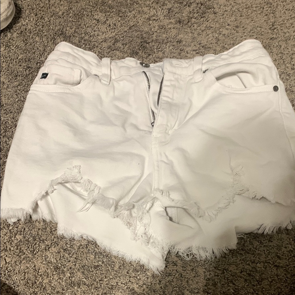 KanCan White Jean Shorts Frayed Hem Cut-Off